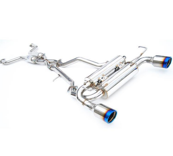 Invidia 2017+ Infiniti Q60 3.0 TT Silver Sport/Red Sport Gemini Rolled Titanium Tip Cat-back Exhaust - HS17IQ66GM1RT by Invid