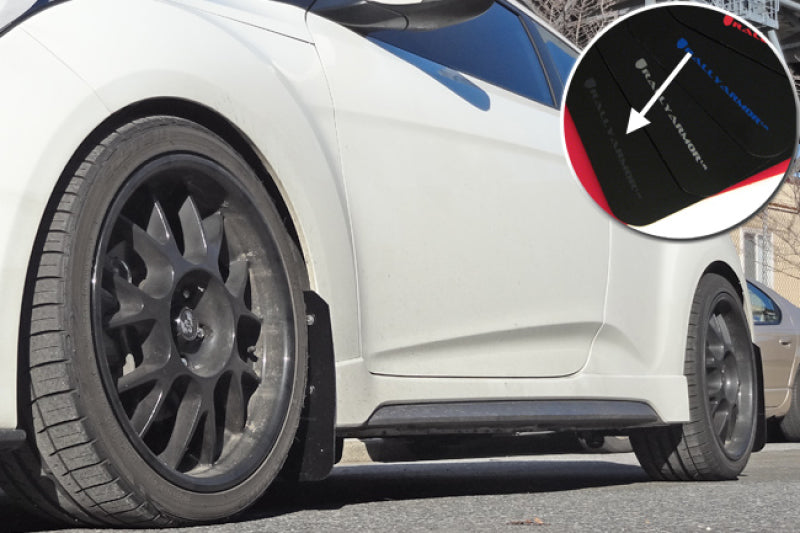 Clearance - Rally Armor 12-18 Hyundai Veloster Black UR Mud Flap w/ Grey Logo - RALMF24-UR-BLK/GRY