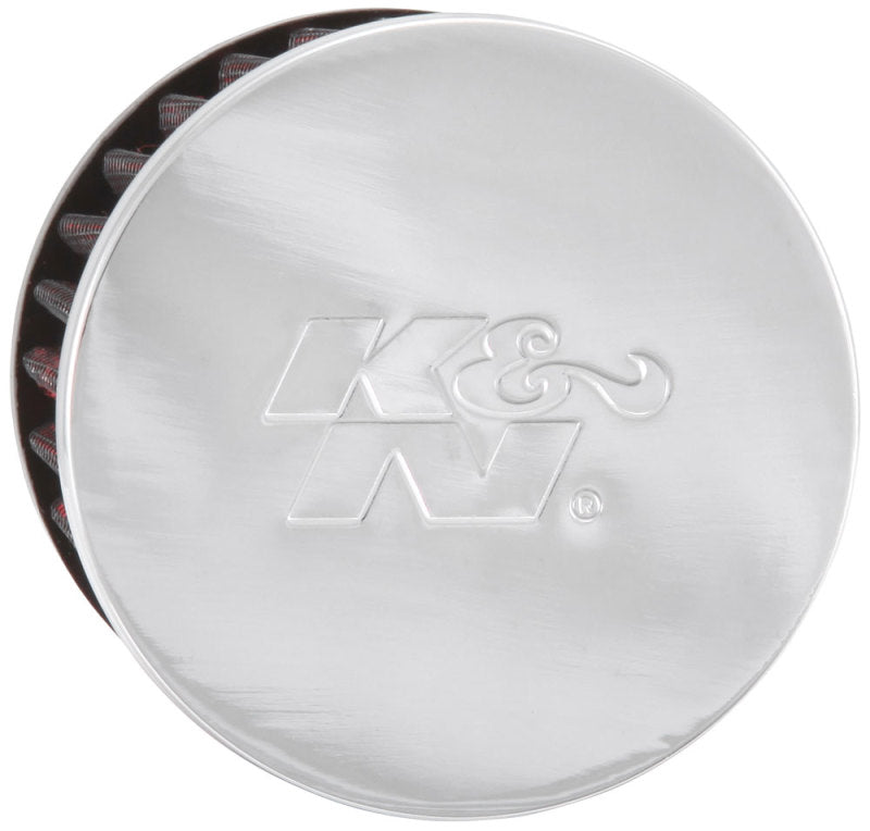 K&N 1.75in Flange ID x 3in OD x 2.5in H Chrome Finish Rubber Base Crankcase Vent Filter - 62-1480