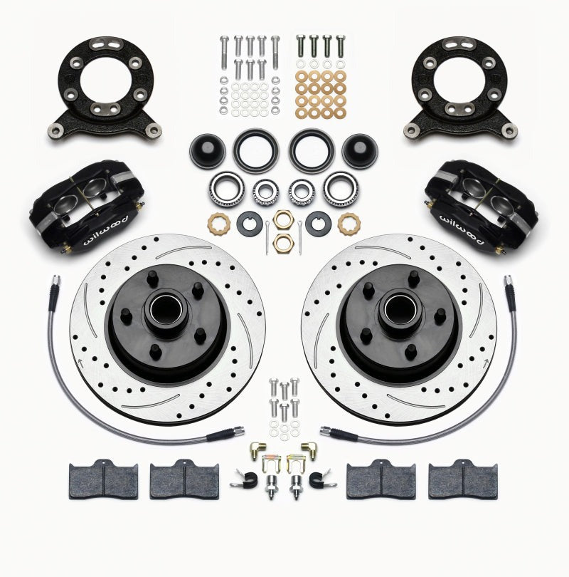 Wilwood Forged Dynalite-M Front Kit 11.30in 1 PC Rotor&amp;Hub-Drill 65-69 Mustang Disc &amp; Drum Spindle - 140-13476-D