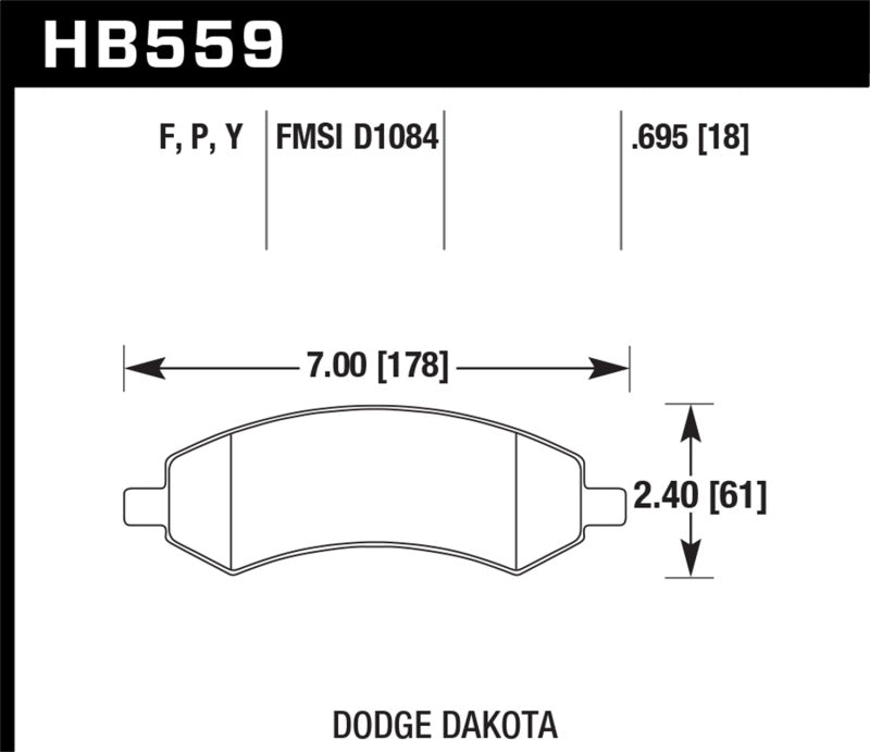 Hawk 06-16 Dodge RAM 1500 / 06-10 Mitsubishi Raider Super Duty Front Brake Pads - HB559P.695
