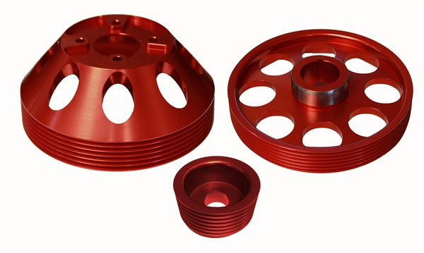 Torque Solution Lightweight WP/Crank/Alt Pulley Combo (Red): Hyundai Genesis Coupe 3.8 2010+ - TS-GEN-006R for 2010-2016 Hyun