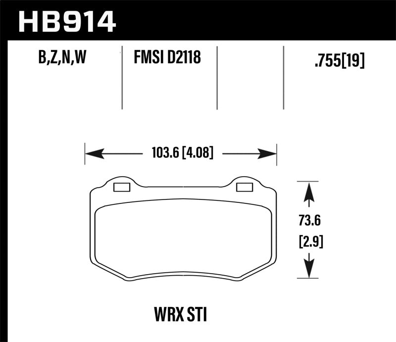 Hawk 2018 Subaru WRX STI Performance Ceramic Street Brake Pads - HB914Z.580