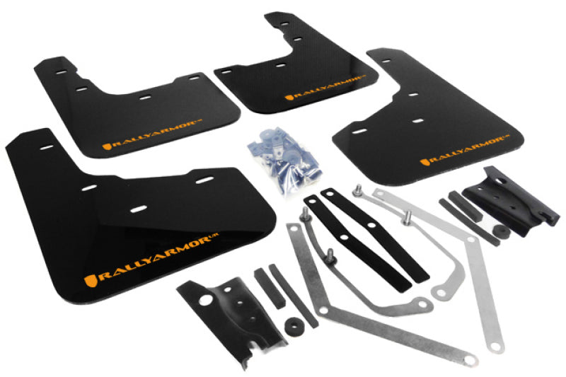 Rally Armor 13-19 USDM Ford Fiesta ST Black UR Mud Flap w/ Orange Logo - MF29-UR-BLK/OR