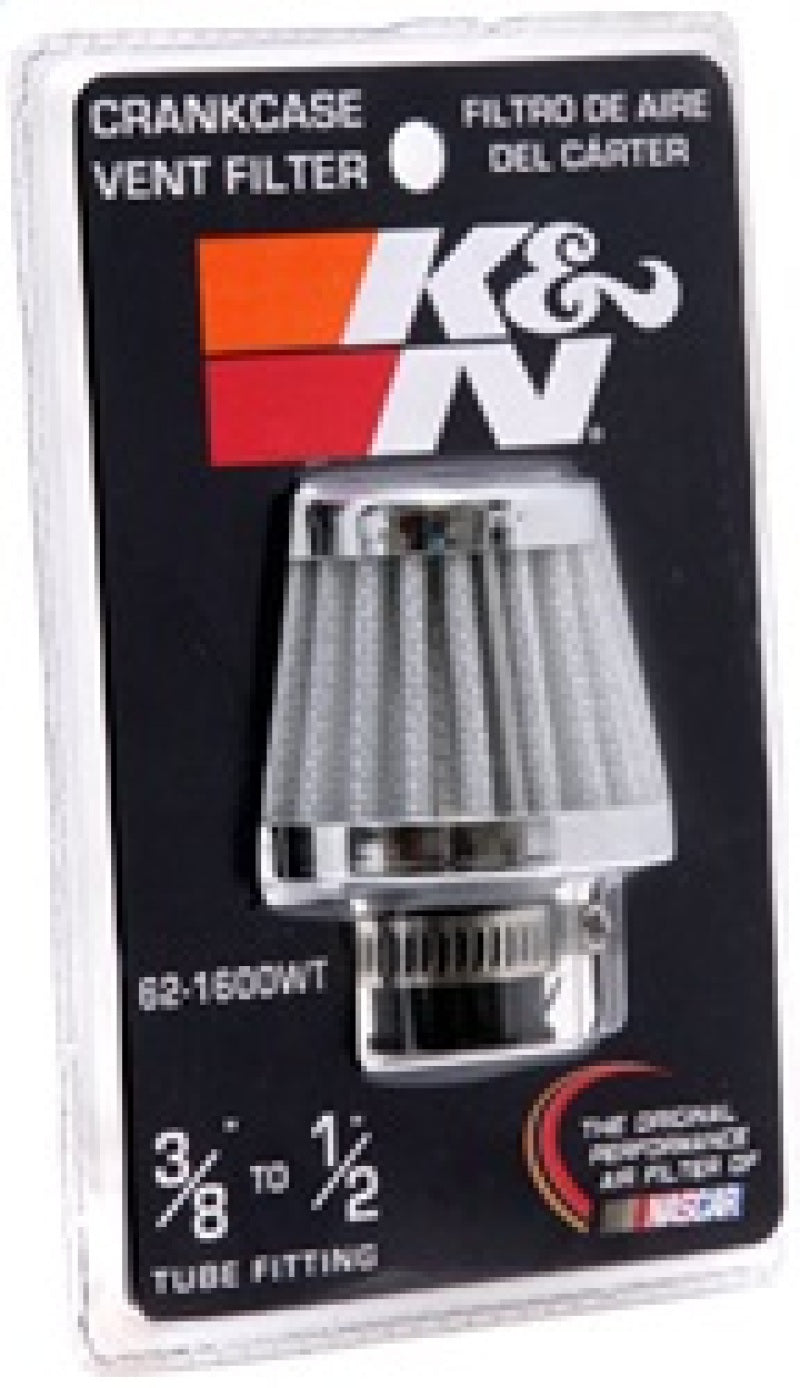 K&N 2in Base OD x .375in Flange ID x 1.75in H Rubber Base Crankcase Vent Filter - White - 62-1600WT