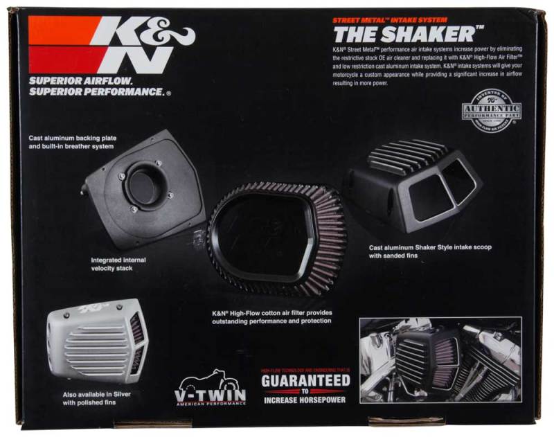 K&N Street Metal Intake System for 01-16 Harley Davidson Softail/Dyna - Shaker Black - RK-3950