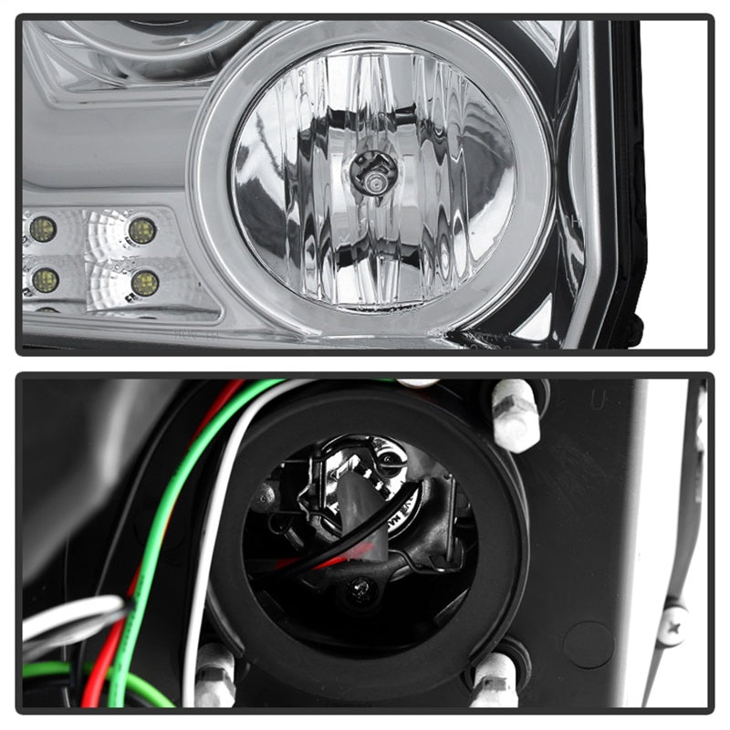 Spyder GMC Sierra 14-16 Projector Headlights Light Bar DRL Chrm PRO-YD-GS14V2-LBDRL-C - 5080868