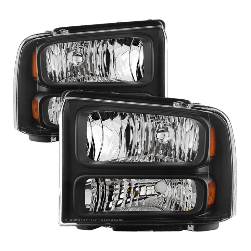Xtune Ford F250 F350 F450 Superduty Excursion 99-04 Headlights Black HD-JH-FF25099-HA-BK - 9032998