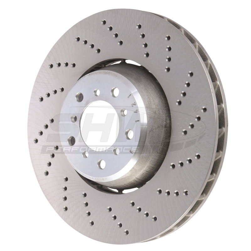 SHW 06-10 BMW M5 5.0L Right Front Cross-Drilled Lightweight Brake Rotor (34112282806) - BFR48061