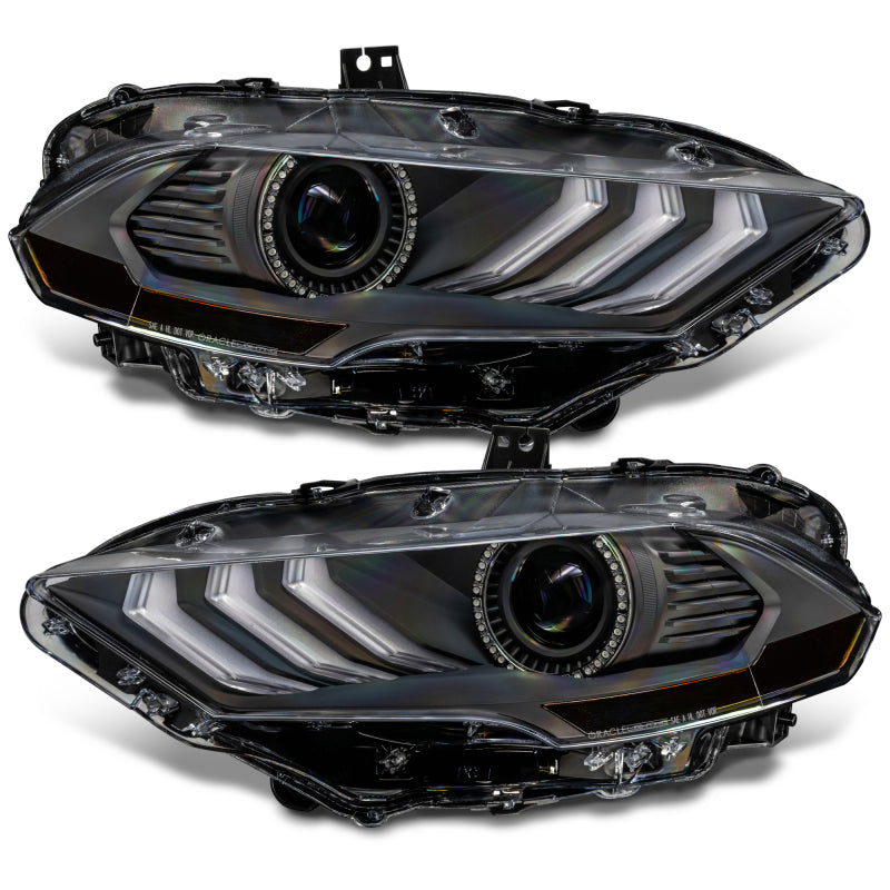 Oracle Lighting 18-23 Ford Mustang Dynamic ColorSHIFT LED Headlights - Black Series - 8204-332