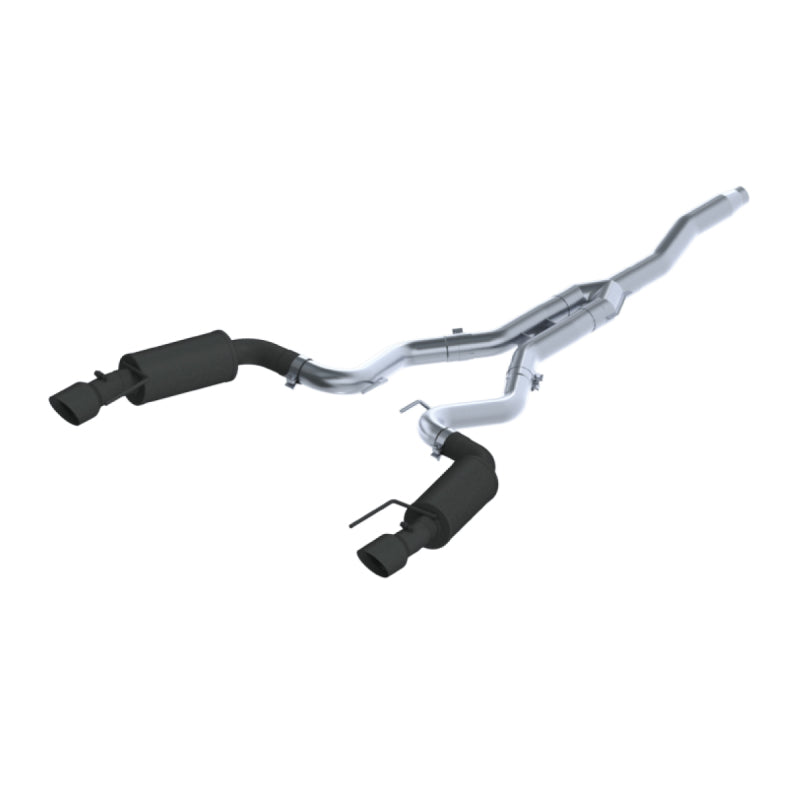 MBRP 15-18 Ford Mustang EcoBoost 2.3L Black 3in Cat Back Dual Split Rear Exit (Street Version) - S7274BLK