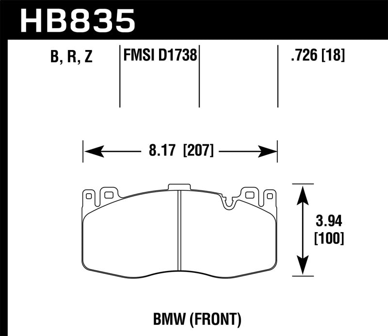 Hawk 15-19 BMW X6 M Performance Ceramic Street Front Brake Pads - HB835Z.726