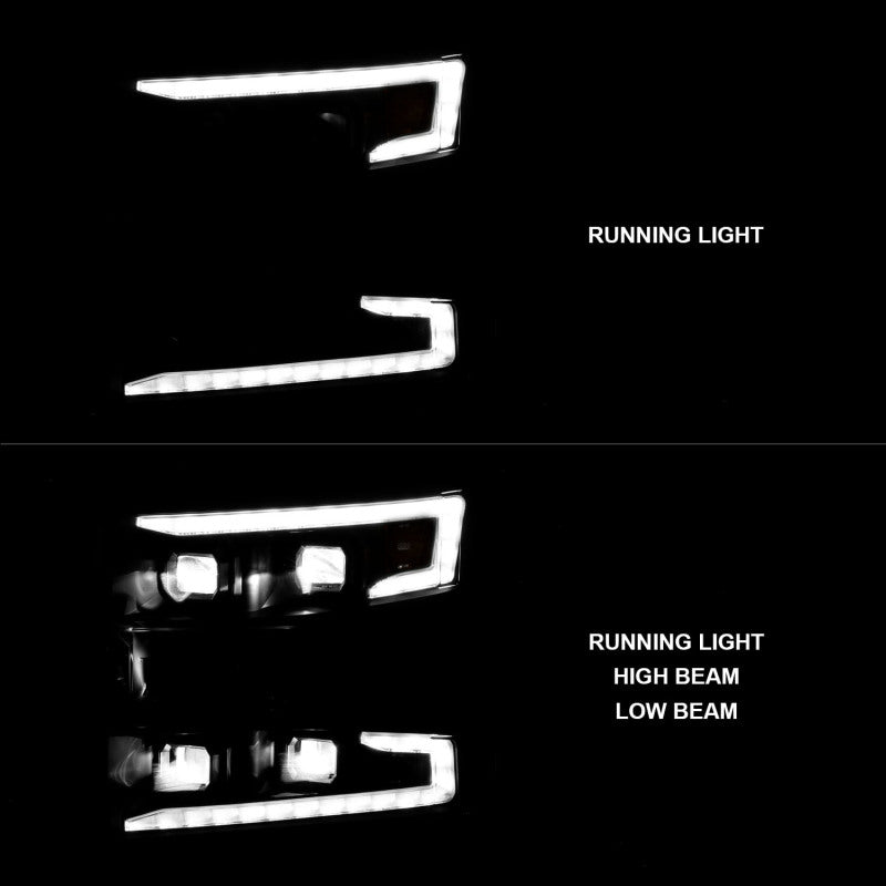 ANZO 19-22 Chevrolet Silverado 1500 LED Proj HL w/Lgt Bar SwBk Seq. Blk w/In. Light - Passenger Side