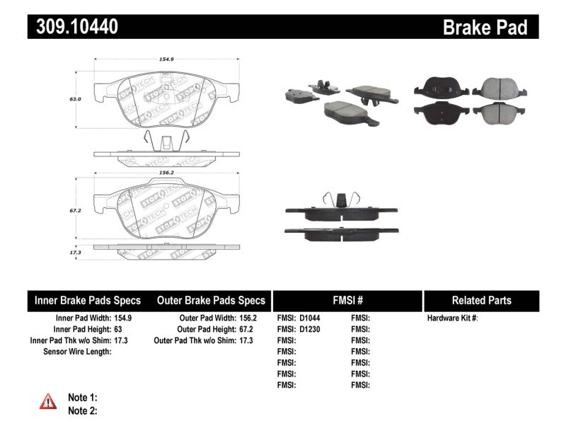StopTech Performance 04-09 Mazda 3 Front Brake Pads - 309.10440
