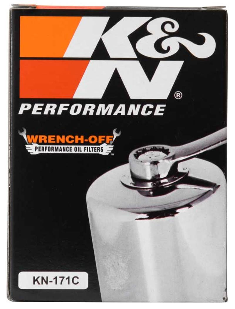 K&amp;N Harley Davidson / Buell 3in OD x 4.063in H Chrome Oil Filter - KN-171C