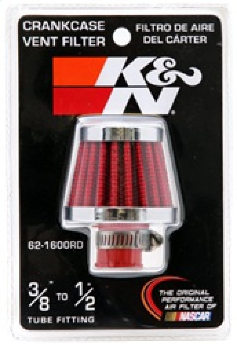K&N 2in Base OD x .375in Flange ID x 1.75in H Rubber Base Crankcase Vent Filter - 62-1600RD