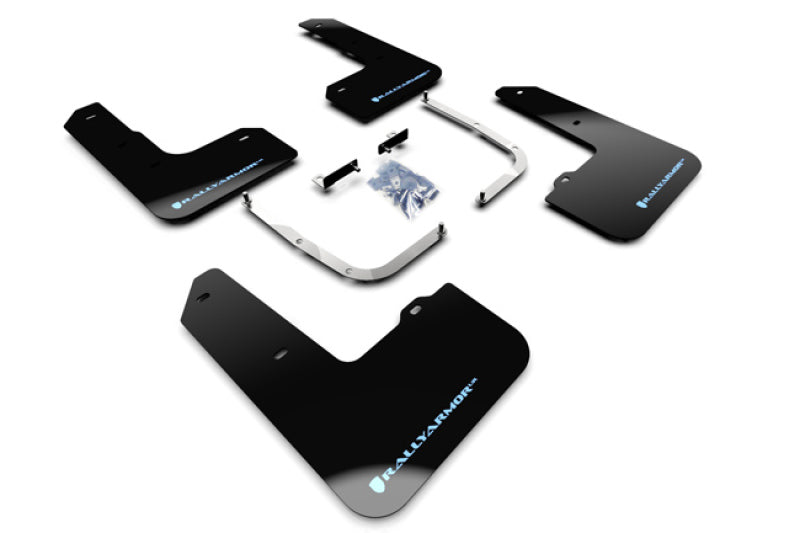 Rally Armor 19-21 Hyundai Elantra N Line Black UR Mud Flap w/ Performance Blue Logo - MF59-UR-BLK/PBL