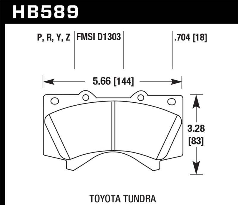 Hawk 08-21 Toyota Land Cruiser HP Plus Brake Pad Set - HB589N.704 for 2007-2019 Toyota Tundra - angle view
