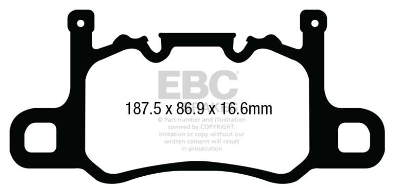 EBC 13-15 Porsche 911 (991) (Cast Iron Rotor only) 3.8 GT3 Yellowstuff Rear Brake Pads - DP42207R