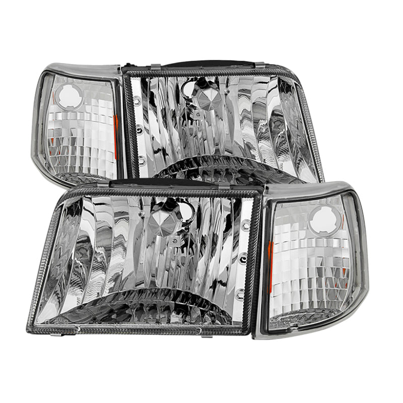 Xtune Ford Ranger 93-97 Crystal Headlights w/ Corner Lights 4pcs Sets Chrome HD-JH-FR93-SET-C - 9029370
