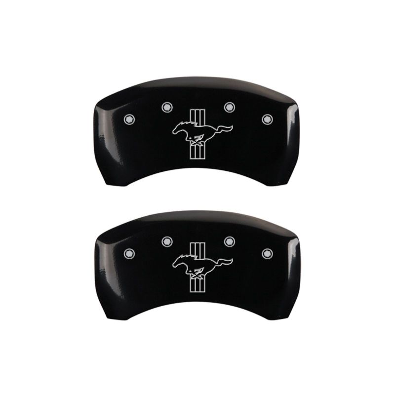 MGP Rear set 2 Caliper Covers Engraved Rear GT500 Shelby &amp; Cobra Black finish silver ch - 10010RGT5BK