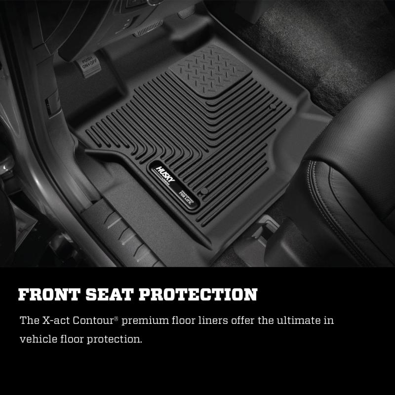 Husky Liners 21-23 Ford F-150 CC SC X-Act Contour Front &amp; Second Row Seat Floor Liners - Black - 53468