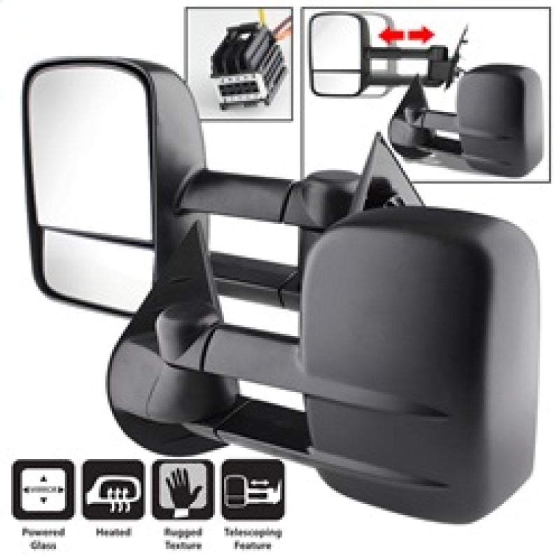 Xtune Chevy Silverado 07-12 L&amp;R Manual Extendable Power Heated Adjust Mirror MIR-CSIL07-PW-SET - 9935701