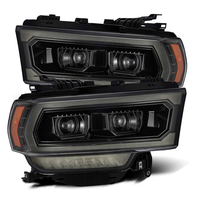 AlphaRex 19-24 Ram 2500 LUXX LED Proj Headlights Plank Style Alpha Blk w/Activ Light/Seq Signal/DRL