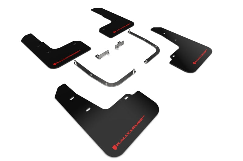 Rally Armor 19-21 Hyundai Veloster Turbo R-Spec Black UR Mud Flap w/ Red Logo - MF58-UR-BLK/RD