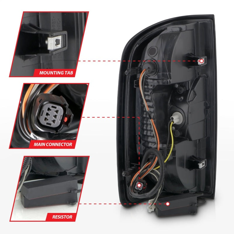 ANZO 15-21 GMC Canyon Full LED Tail Lights w/ Red Lightbar Black Housing Smoke Lens - 311435