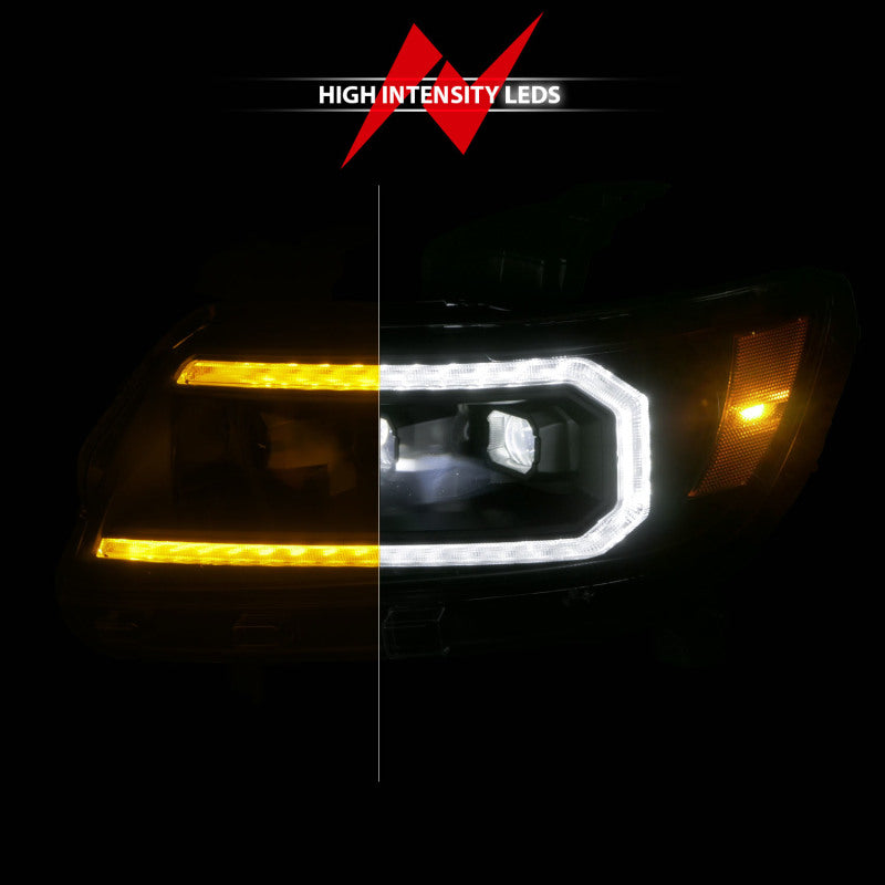 ANZO 15-22 Chevrolet Colorado Full LED Projector Headlights w/ Initiation &amp; Sequential - Black