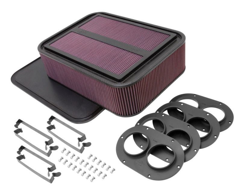 K&N Custom Racing Air Filter - Rectangular Carbon Fiber 4in
