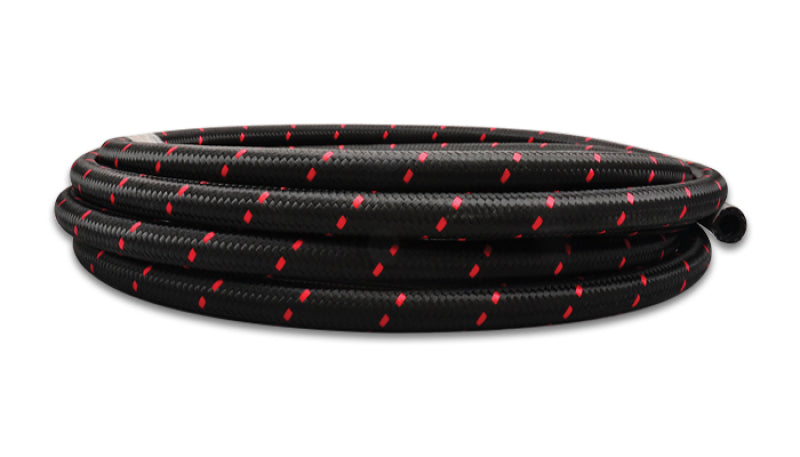 Vibrant -4 AN Two-Tone Black/Red Nylon Braided Flex Hose (10 foot roll)
