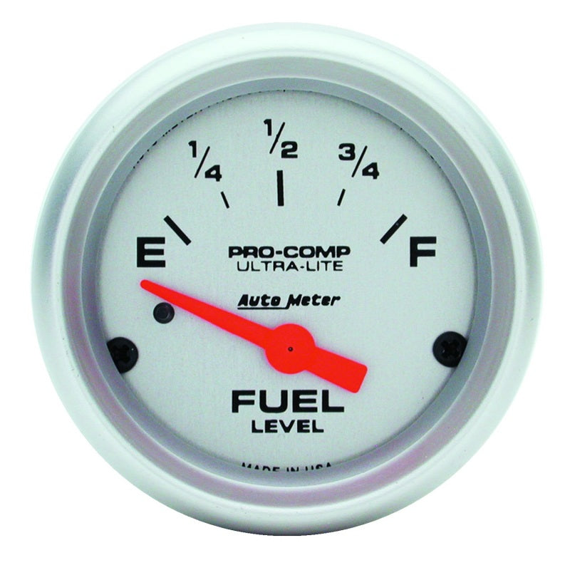 Autometer Ultra-Lite 52mm 0 OHMS Empty/90 OHMS Full Short Sweep Electronic Fuel Level Gauge - 4314