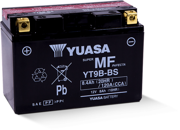 Yuasa YT9B-BS Maintenance Free 12 Volt AGM Battery - YUAM629B4 for 2006-2020 Yamaha YFM700R Raptor