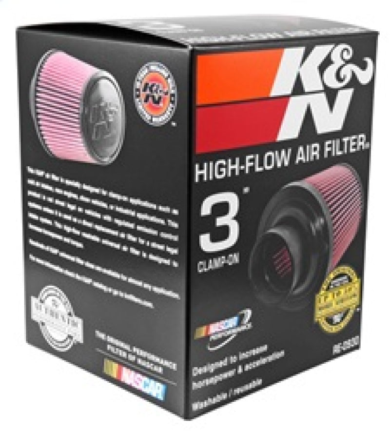 K&amp;N Universal Rubber Filter - Round Tapered 6in Base OD x 3in Flange ID x 6in H - RE-0930