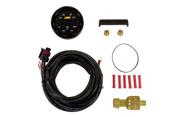 AEM X-Series 0-150 Oil Pressure Gauge Kit - 30-0307 by AEM - front view