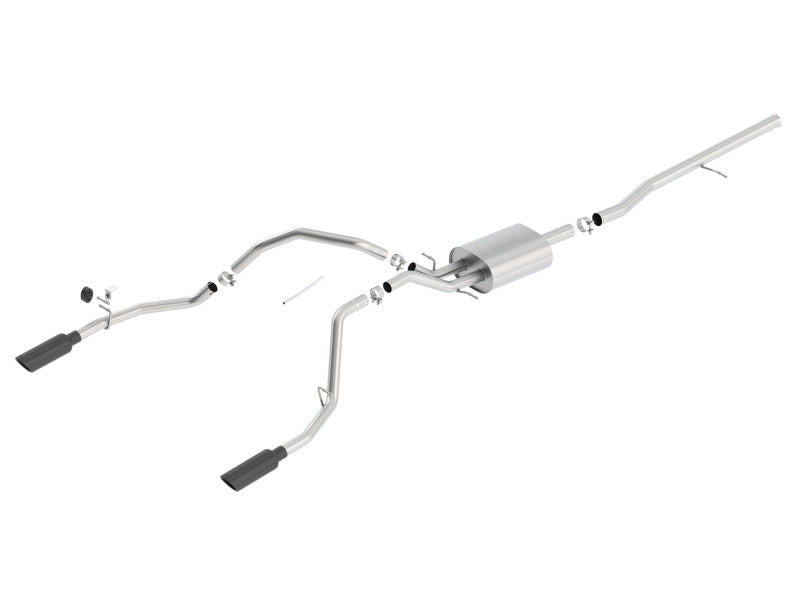 Borla 14 Silv/Sierra 1500 C/B Touring Exh/2.75in in muff 2.25inout 4inTIp SS Rear Exit-Black Chrome - 140535BC
