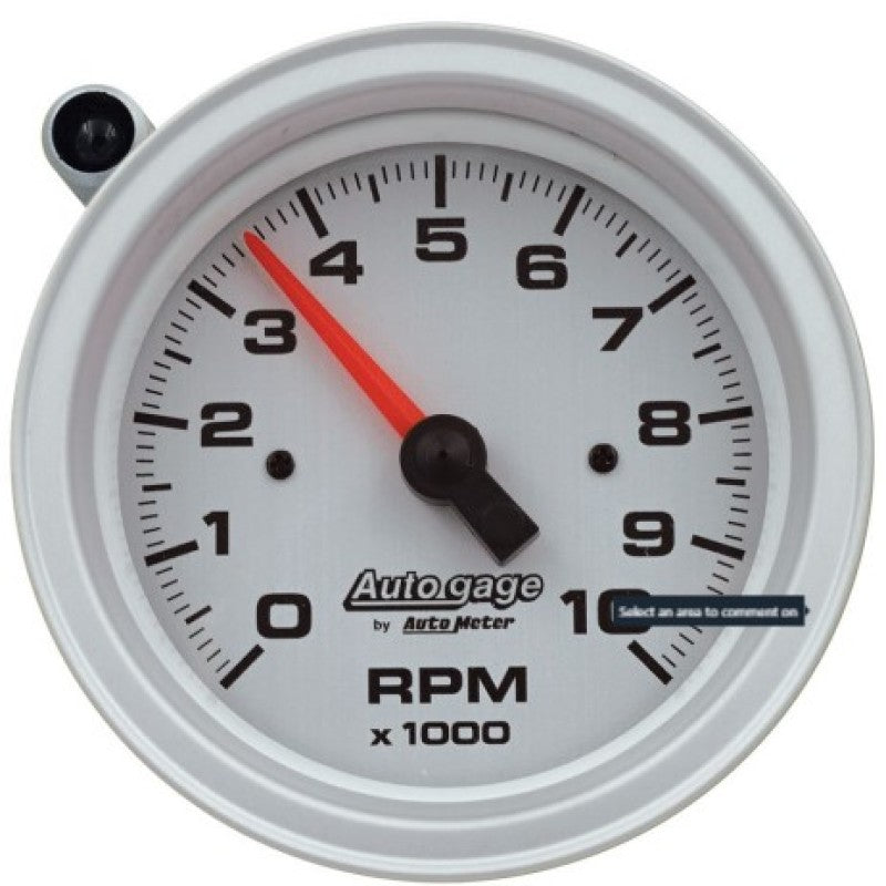 AutoMeter Tachometer Gauge 10K RPM 3 3/4in Pedestal w/Ext. Shift-Light - Silver Dial/Black Case - 233909
