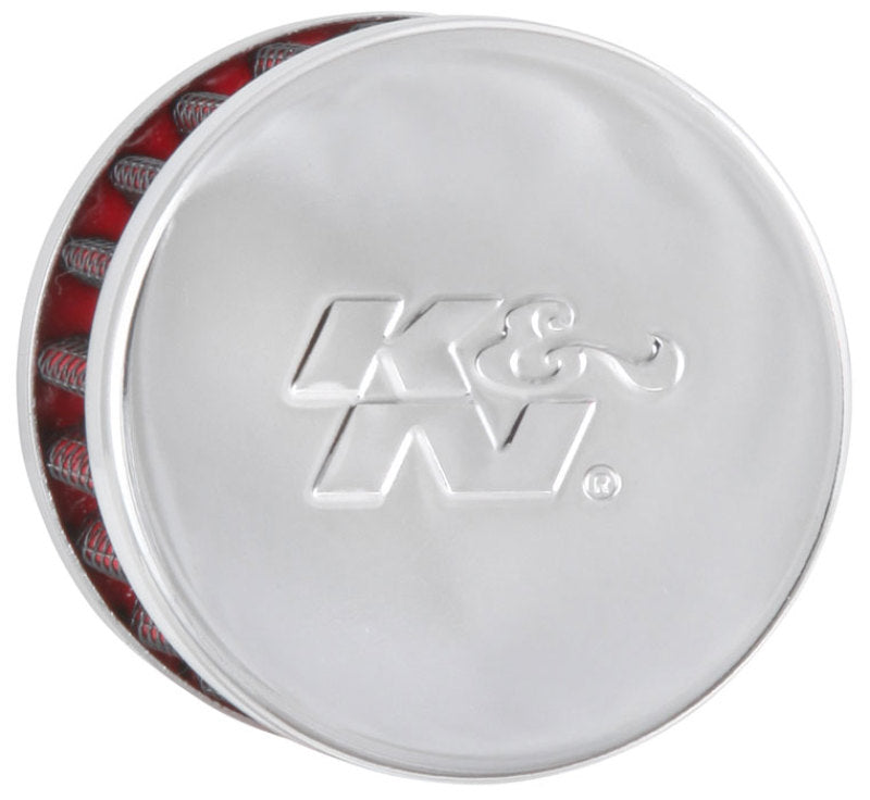 K&N Steel Base Chrome Top Crankcase Vent Filter 1/2in. Vent / 2in. OD / 1-1/2in. Height - 62-1015