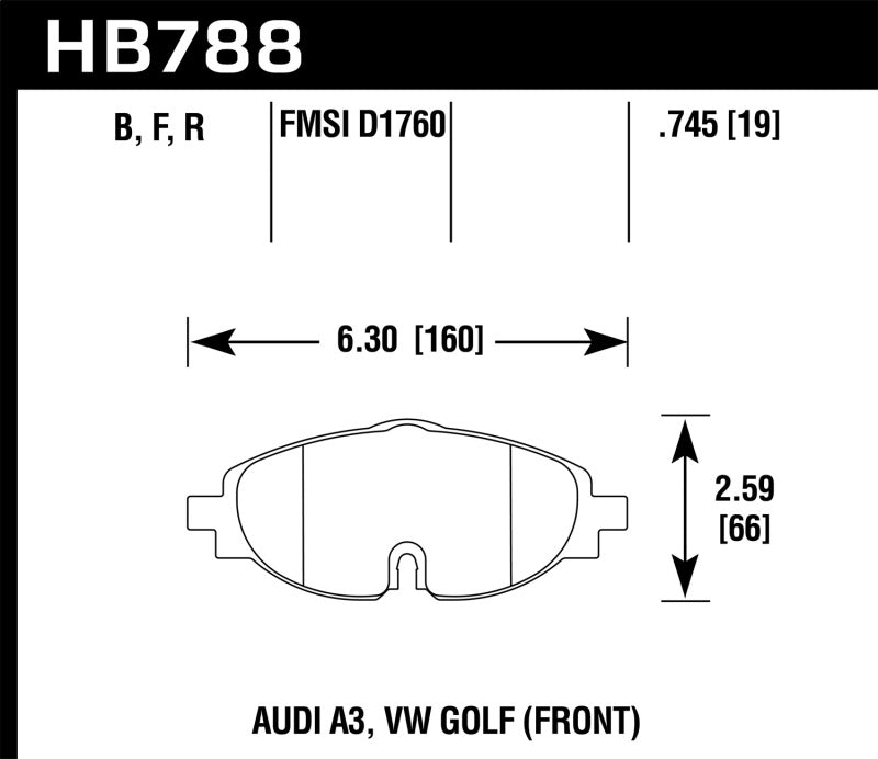 Hawk 15-17 VW Golf / Audi A3/A3 Quattro HPS Street Front Brake Pads - HB788F.745
