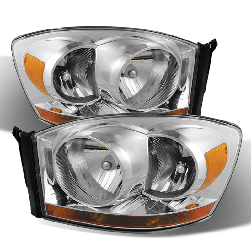 Xtune Dodge Ram 06-08 w/ Chrome Bezel &amp; Amber Bar Headlights Chrome HD-JH-DRAM06-AM-C - 9026089