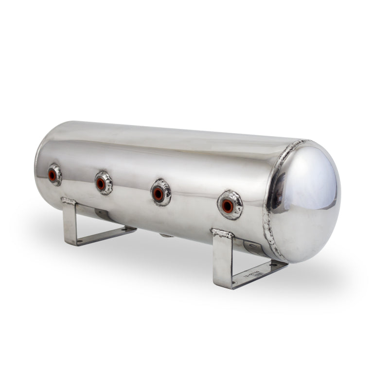 Air Lift 2.5 Gal Alum Air Tank - (4) 1/4in Face Ports &amp; 1/4in Drain Port - 20in L X 6in D - Polished