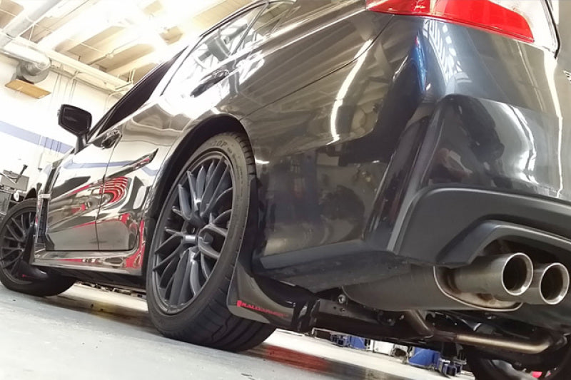 Clearance - Rally Armor 15-21 Subaru WRX/STI (Sedan ONLY) Black UR Mud Flap w/ Light Blue Logo - RALMF32-UR-BLK/LBL