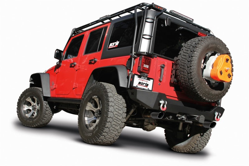 Borla 12-14 Jeep Wrangler JK 2/4Dr Rr Section ATAK Single Square Rlld Angle-Cut Black Chrome Exhaust - 11860BC