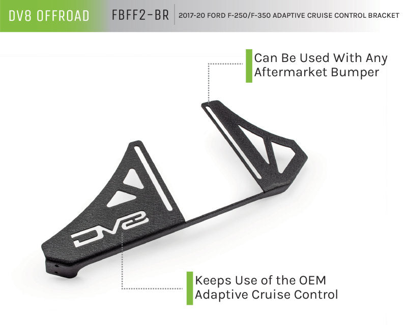DV8 Offroad 2017+ Ford F/250/350 Adaptive Cruise Control Relocation Bracket - FBFF2-BR