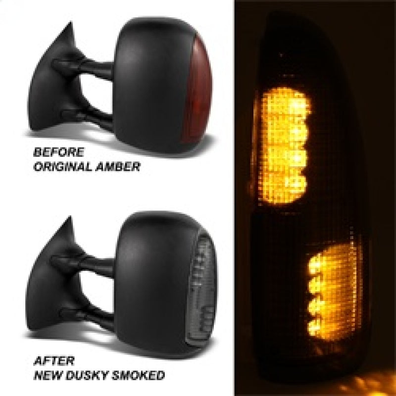 xTune Ford Superduty F250-F650 03-07 Amber LED Mirror Signal Lens - Smoke ACC-LED-FDSD99-MR-SM - 9924729