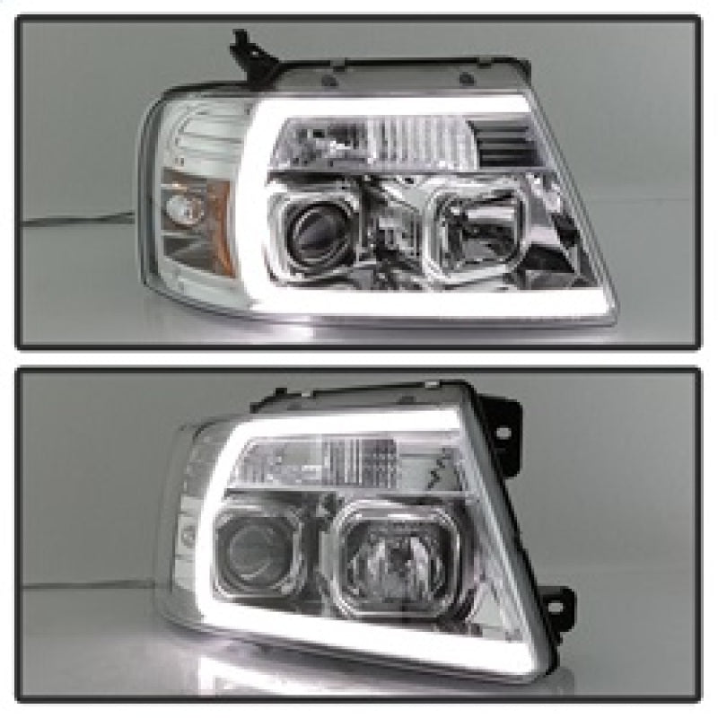 Spyder 04-08 Ford F-150 Light Bar Projector Headlights - Chrome (PRO-YD-FF15004V2-LB-C)