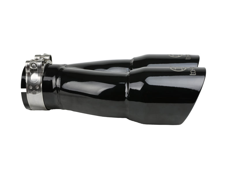 aFe Takeda 2.5in 304 Stainless Steel Clamp-on Exhaust Tip 2.5in Inlet 3in Dual Outlet - Black - 49T25364-B10