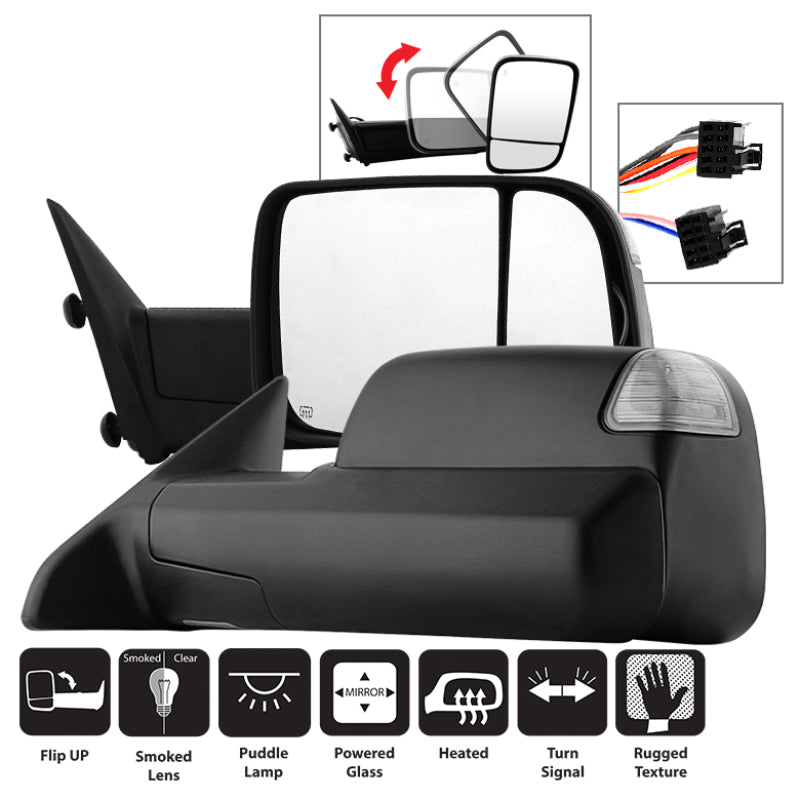 Xtune Dodge Ram 1500 09-12 L&amp;R Manual Extendable Power Heated Adjust Mirror MIR-DRAM09S-PWH-SET - 9935770